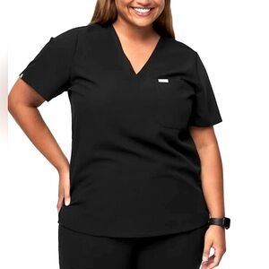 NWOT New FIGS Women's Black Scrub Top XXL Medical Uniform